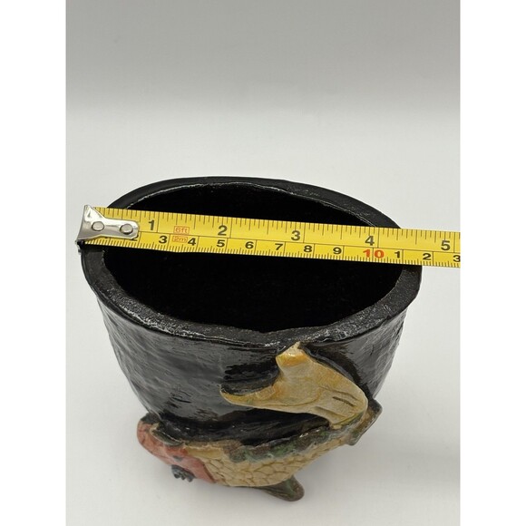 Vintage Handmade Pottery Vase 3D Koi Fish Design Signed Black Glaze Studio Art - Picture 5 of 7